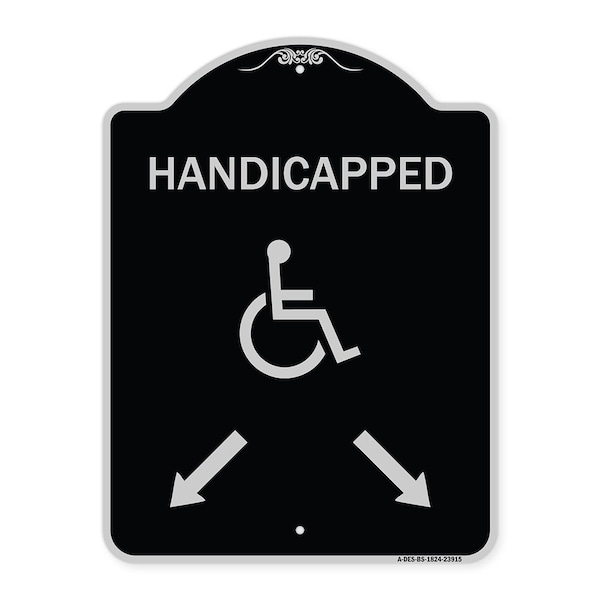 Signmission Handicapped Parking W/ Double Arrows Heavy-Gauge Aluminum Sign, 24" x 18", BS-1824-23915 A-DES-BS-1824-23915 - main
